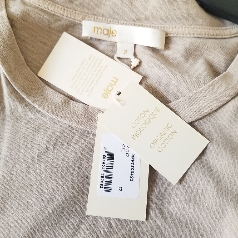 Maje Printed Cotton Tank Top Size 2 US 6 Gray Khaki - Picture 7 of 10